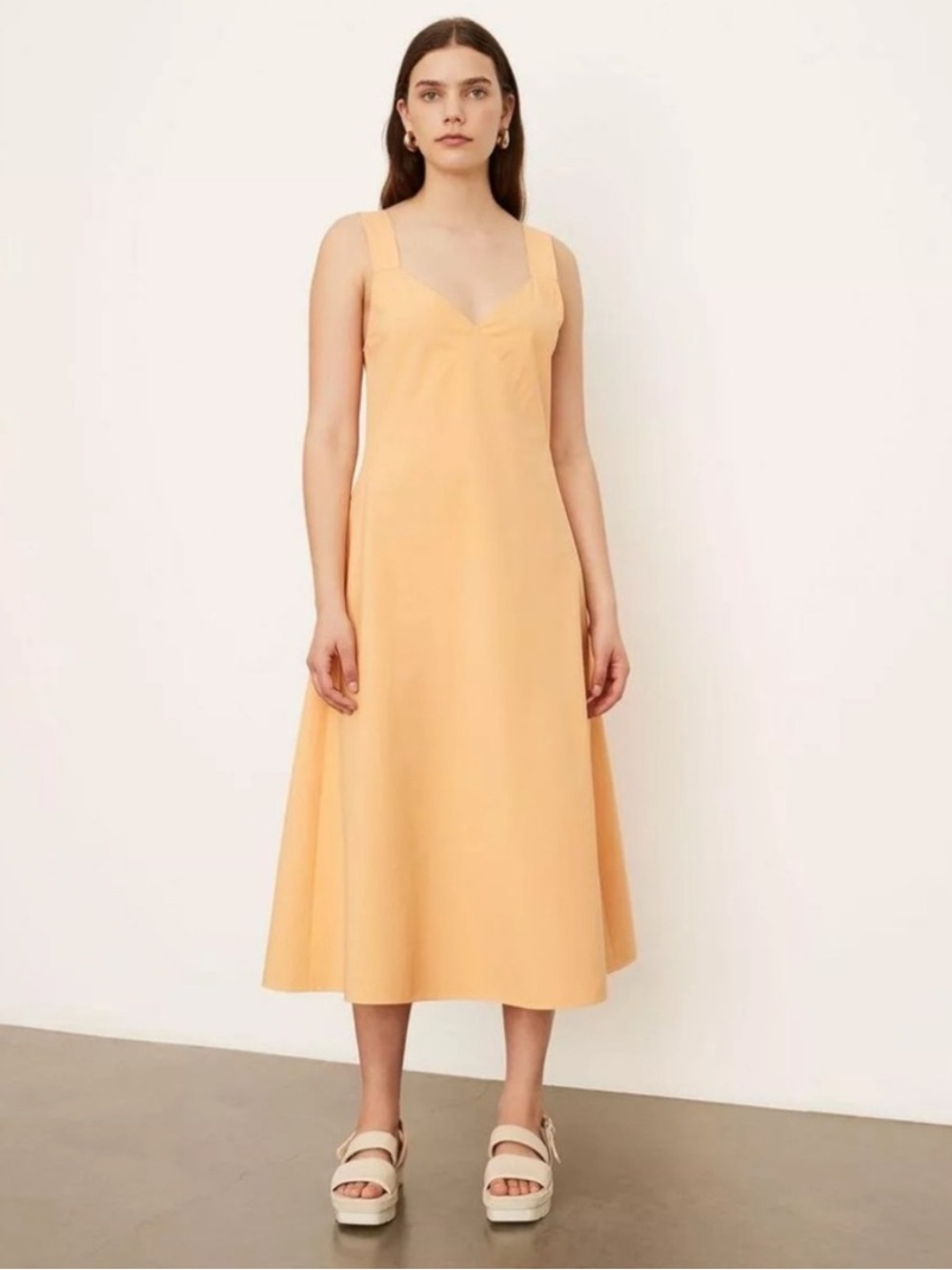 Vince Dress V-Neck Slip Draping in Tangerine Orange
